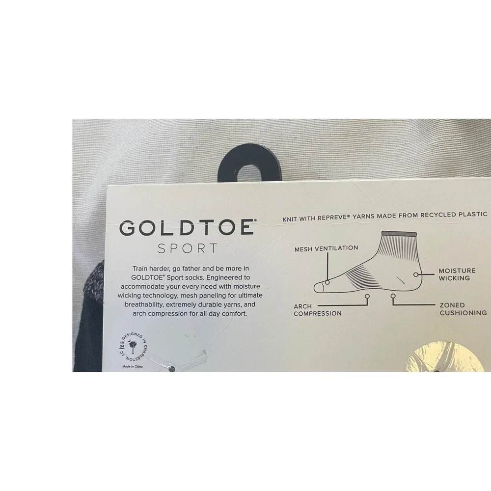 Goldtoe Sport Socks Mens 4-12.5 Black 4-Pack Quarter CushionTec Arch Compression